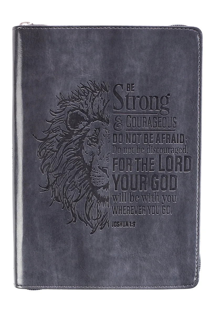Joshua 1:9 'Strong & Courageous' LuxLeather Zippered Journal