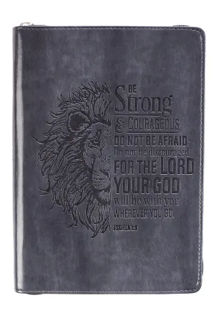 Joshua 1:9 'Strong & Courageous' LuxLeather Zippered Journal