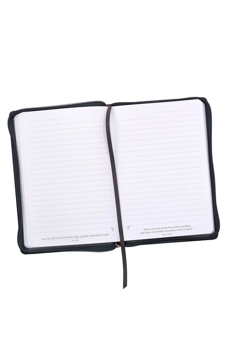 Joshua 1:9 'Strong & Courageous' LuxLeather Zippered Journal