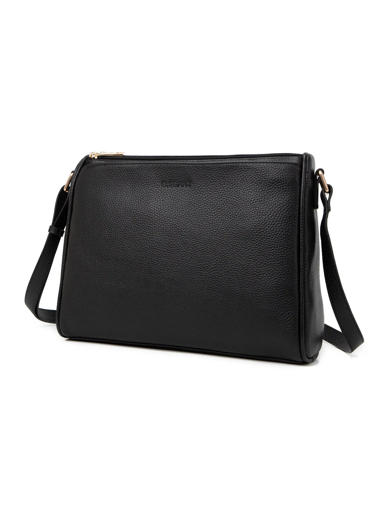 KATRINA MULTI COMPARTMENT LEATHER XBODY BAG- E1-0835-BLK