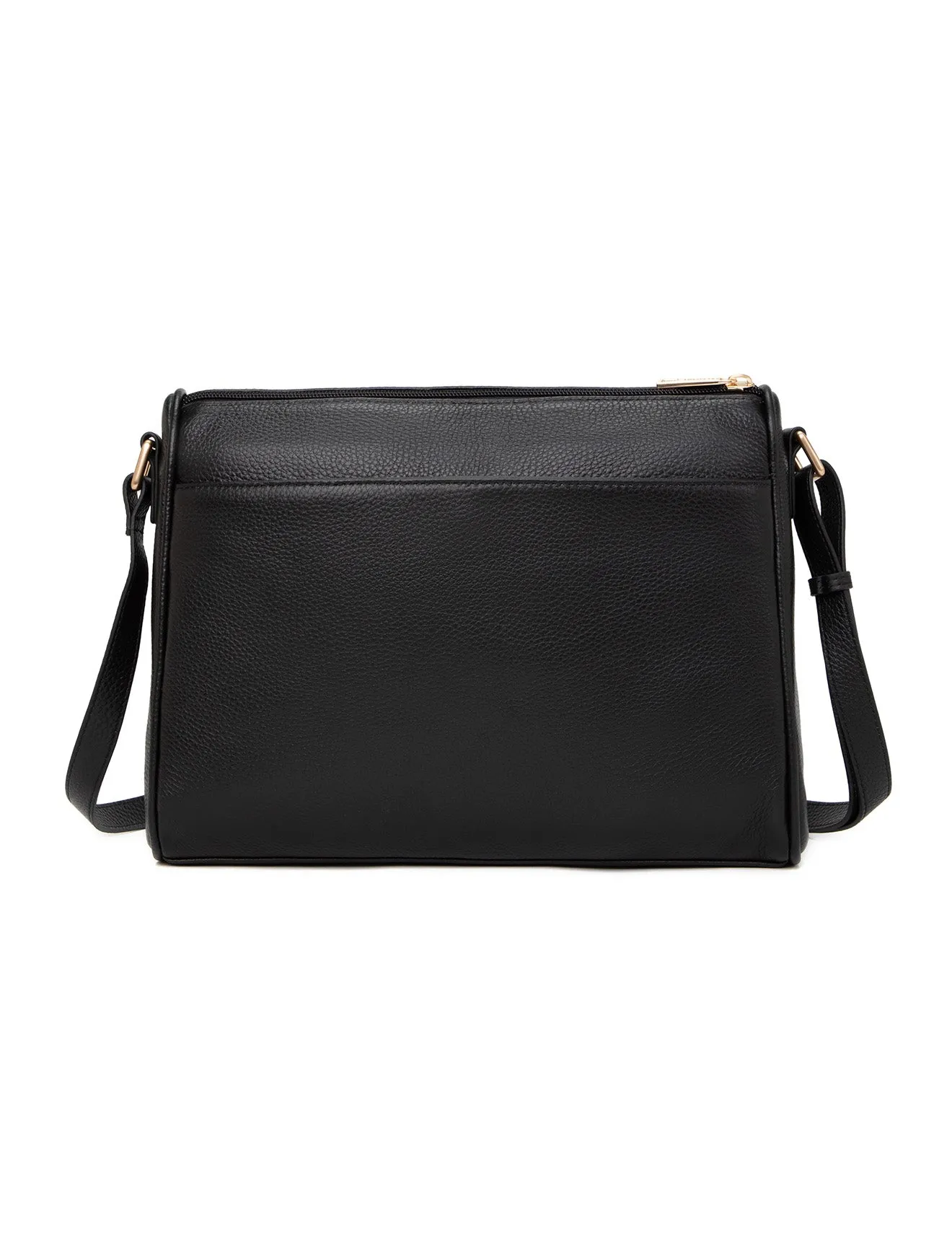 KATRINA MULTI COMPARTMENT LEATHER XBODY BAG- E1-0835-BLK
