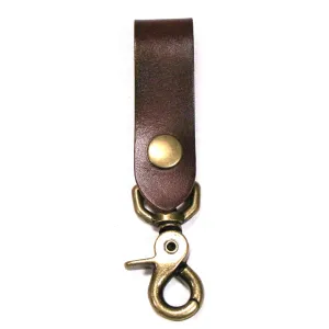 KCP03-UB  Brown Leather Key Fob-Antique Brass