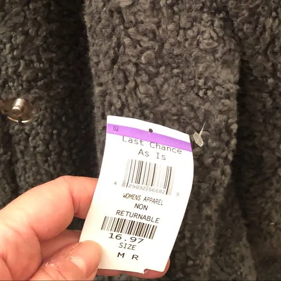 Kensie Faux Fur gray-blue Chubby Coat, L