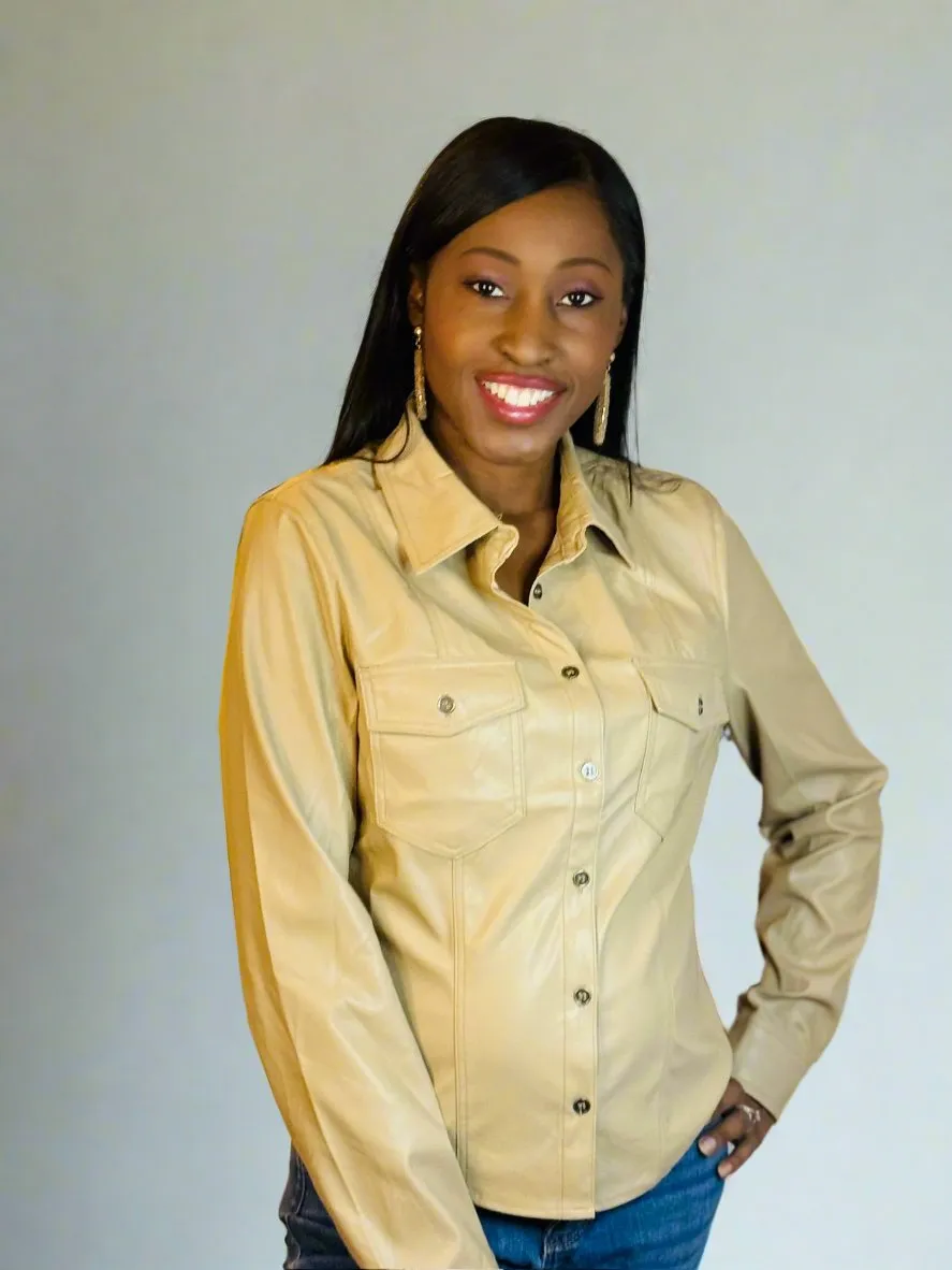 Khaki Faux Leather Shirt