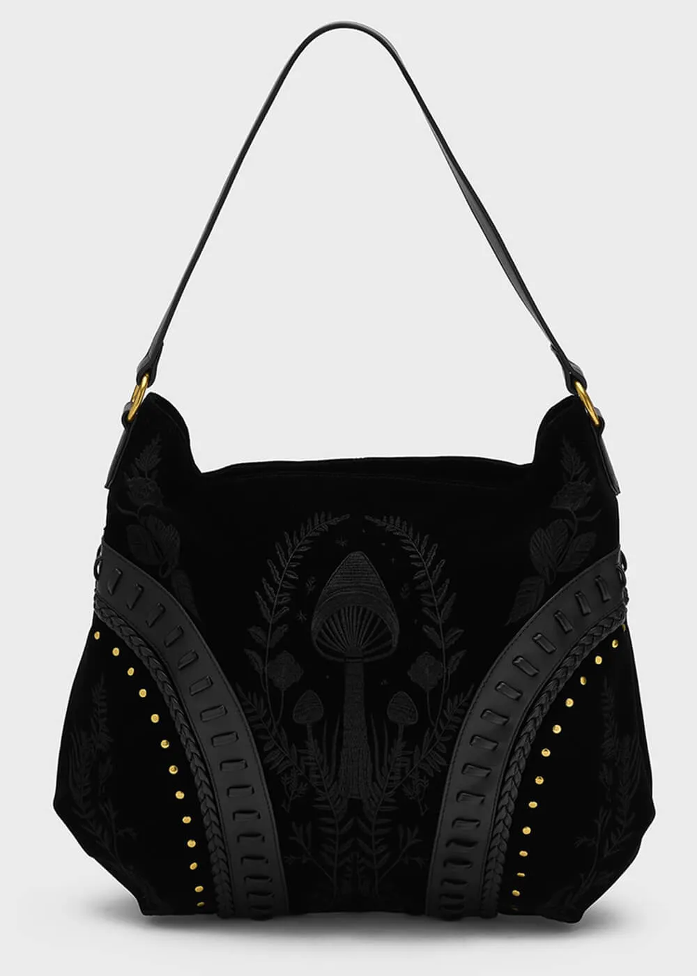 Killstar Magictwill Mushroom Velvet Bag Black
