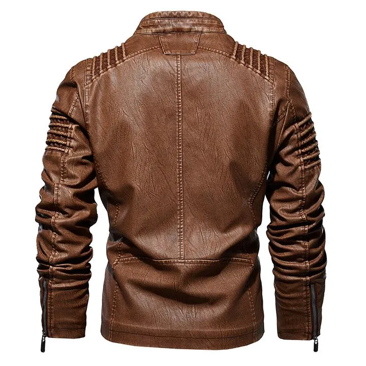 Kingdom PU Leather Jacket with Adjustable Cuffs & Unique Design