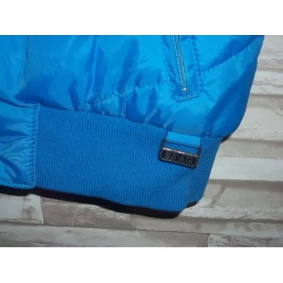 Ladies Vintage 70s White Stag Ski Jacket Vest Coat Bright Blue /Red L B44