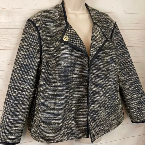 Lafayette 148 Sz L Tweed 2 Button Blazer Jacket