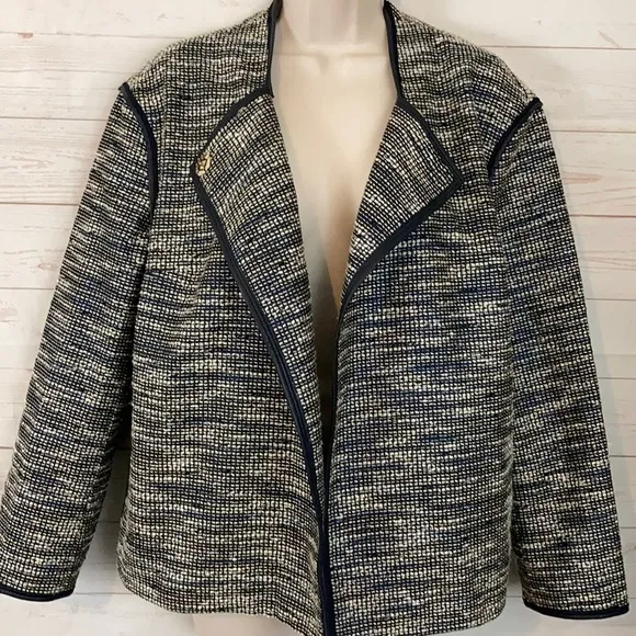 Lafayette 148 Sz L Tweed 2 Button Blazer Jacket