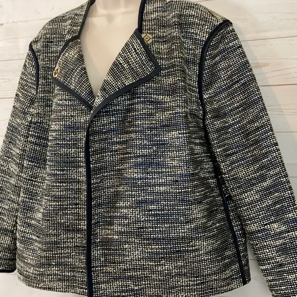 Lafayette 148 Sz L Tweed 2 Button Blazer Jacket