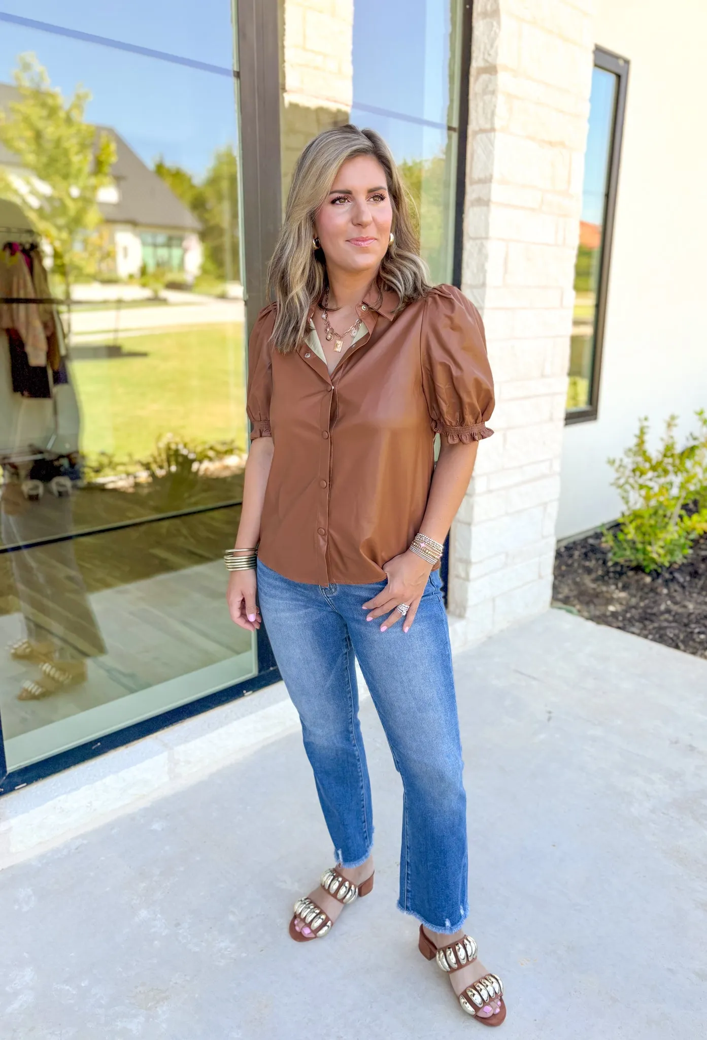 Lainey Faux Leather Top