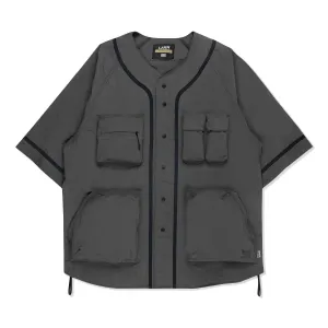 LAKH Men Multi Pockets Baseball Shirt Grey