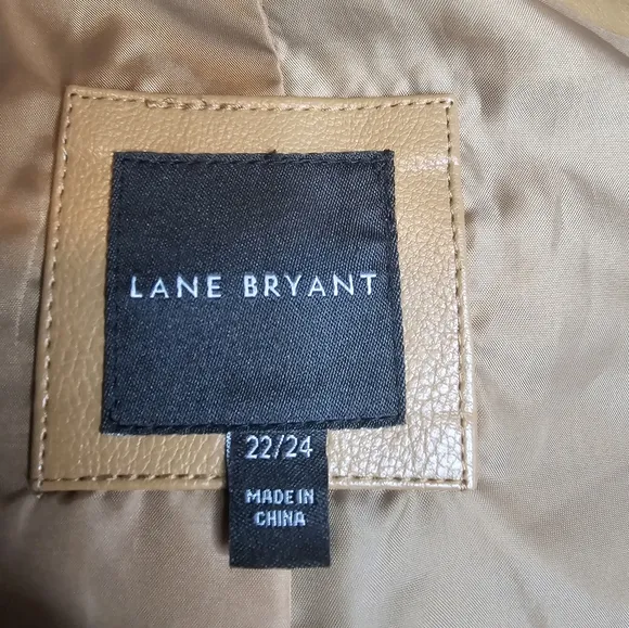 Lane Bryant brown sugar faux leather moto jacket size 22/24W