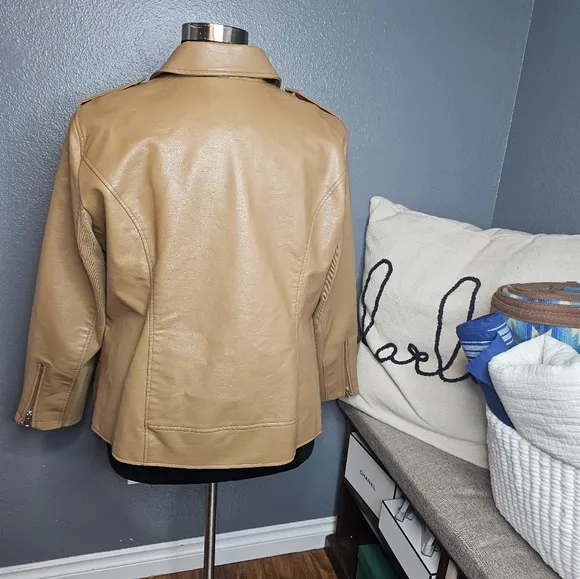 Lane Bryant brown sugar faux leather moto jacket size 22/24W