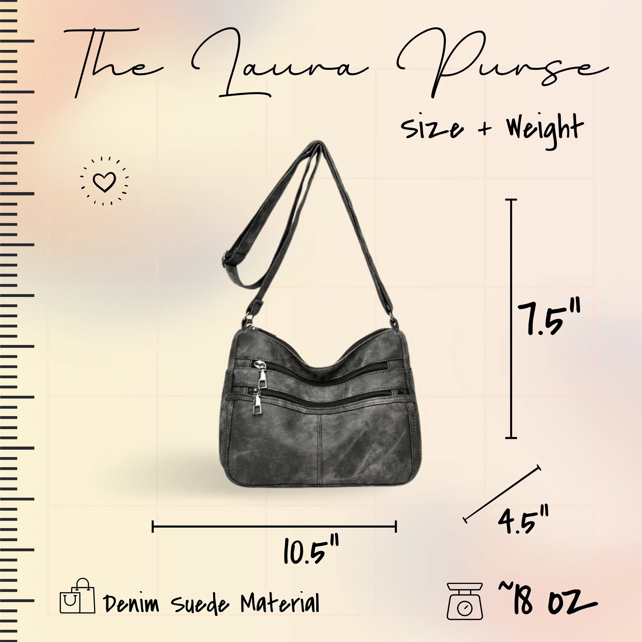 Laura Purse - Denim Suede