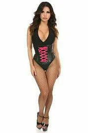 Lavish Wet Look Faux Leather Lace-Up Under Bust Corset
