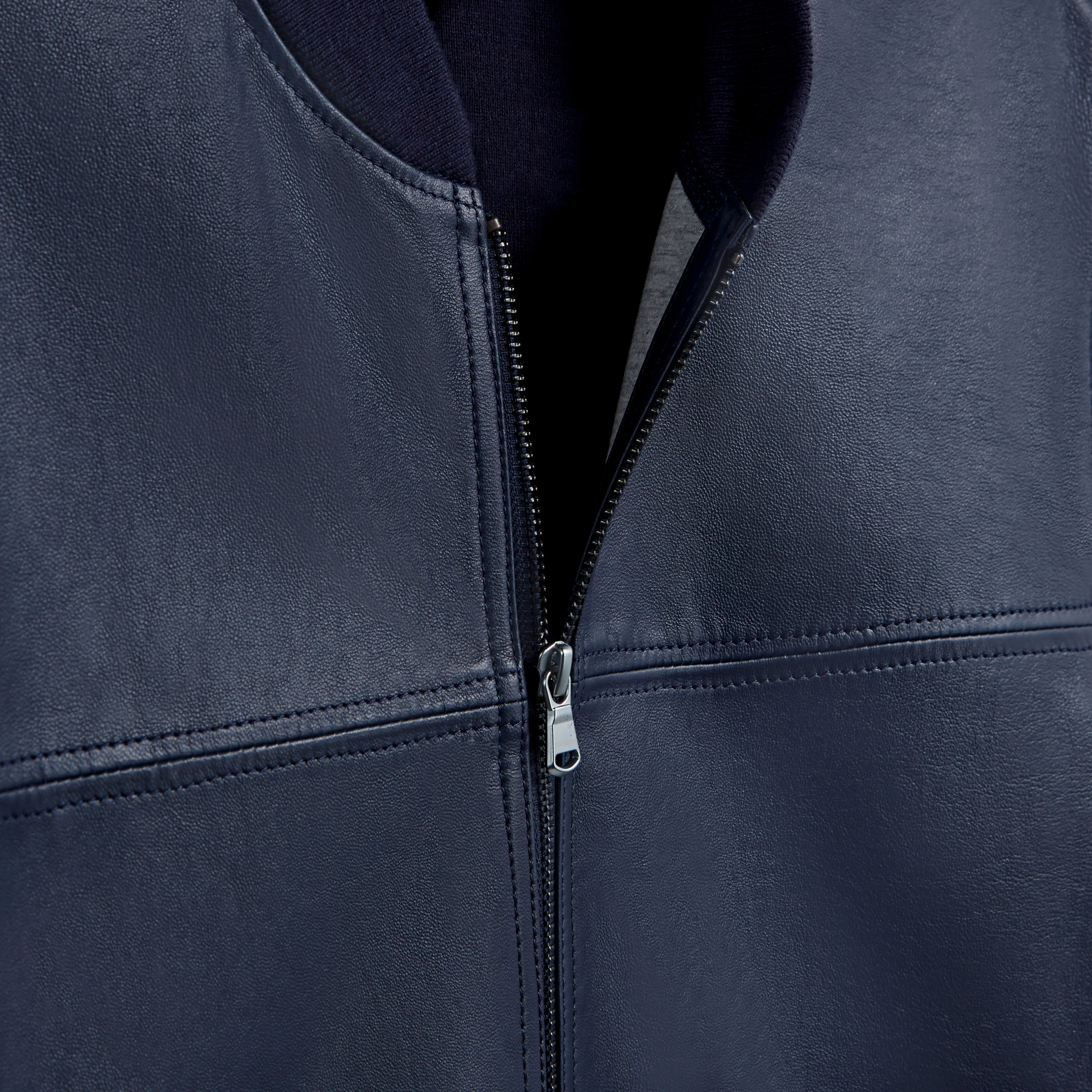 Leather Front Zip Cardigan