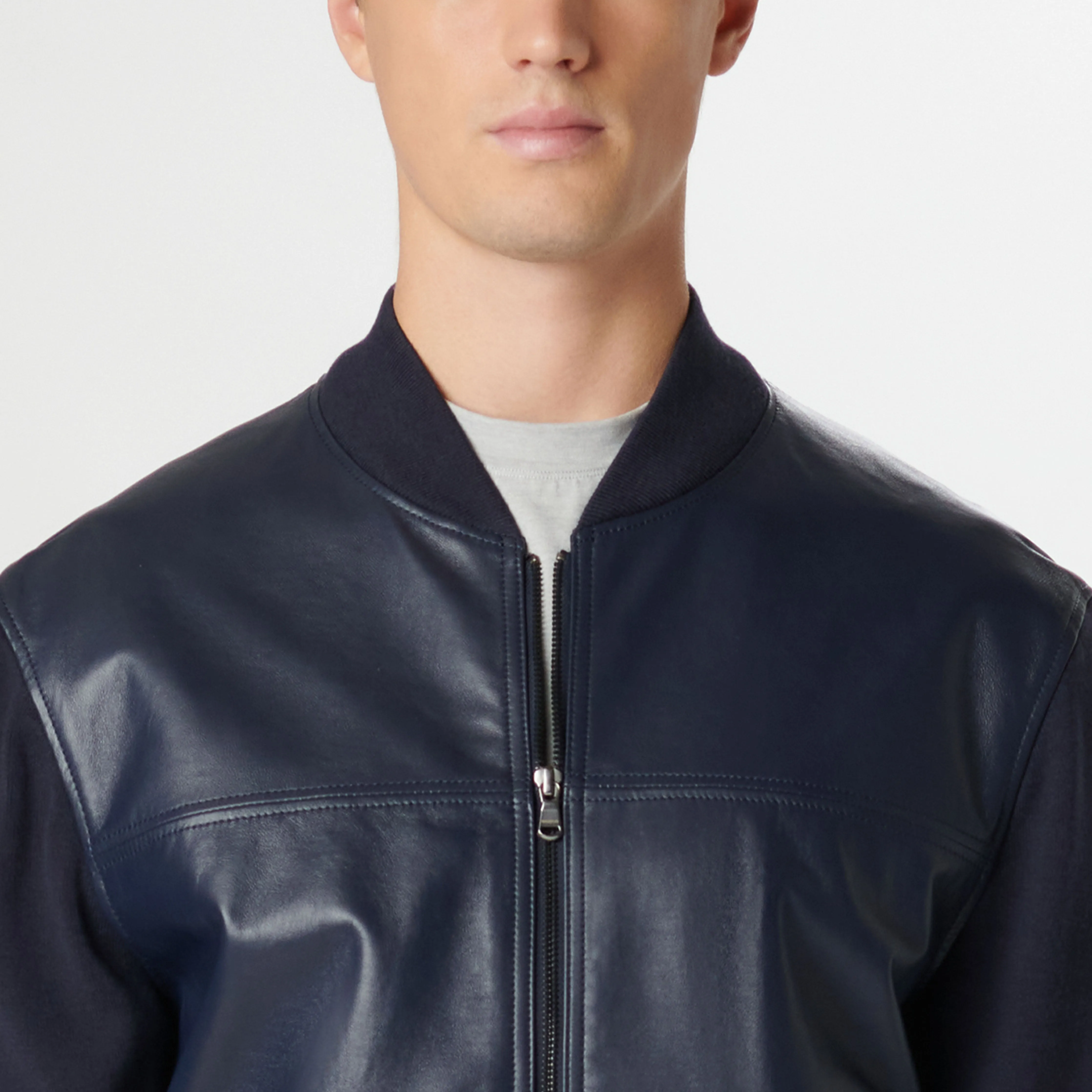 Leather Front Zip Cardigan