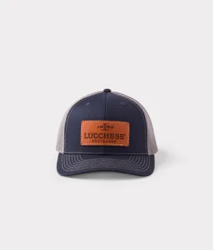 Leather Patch Cap :: Navy   Charcoal
