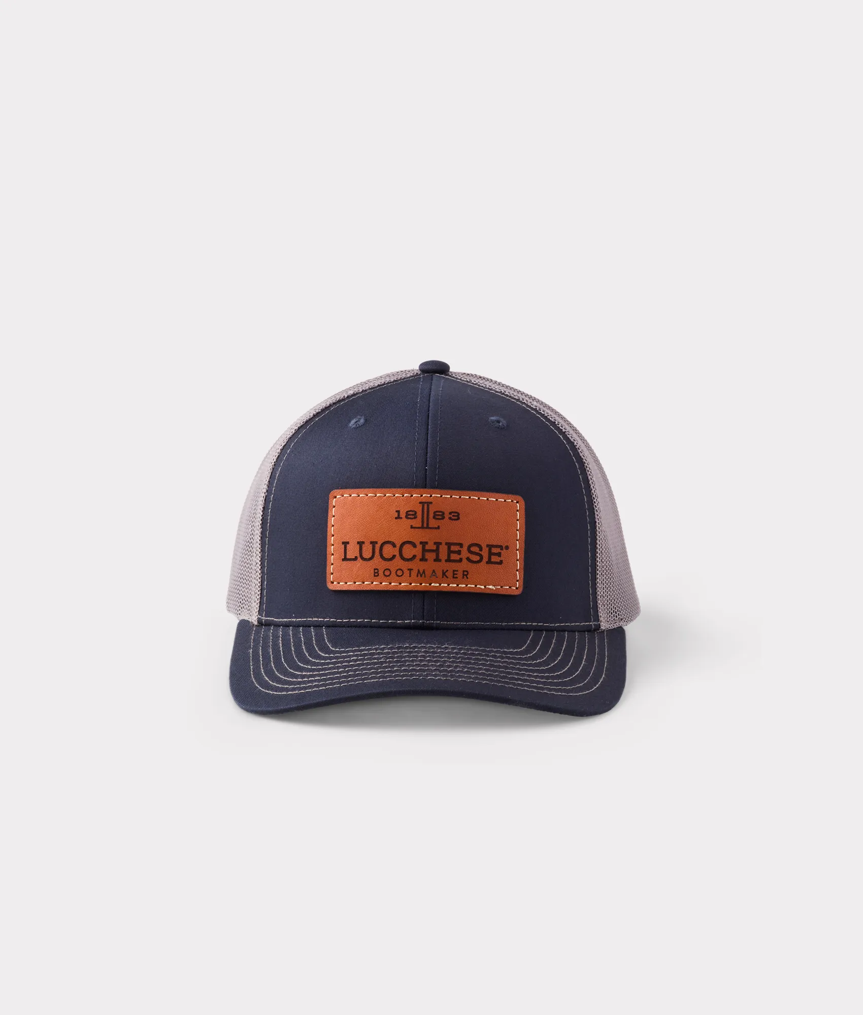 Leather Patch Cap :: Navy   Charcoal