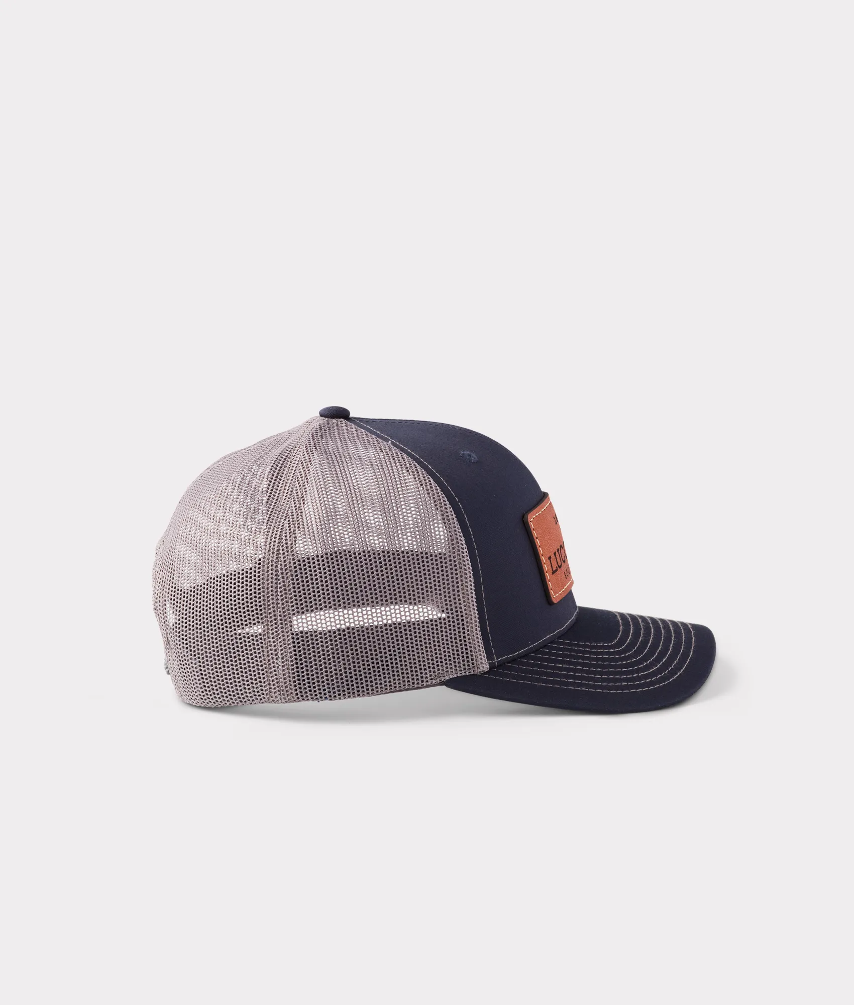 Leather Patch Cap :: Navy   Charcoal