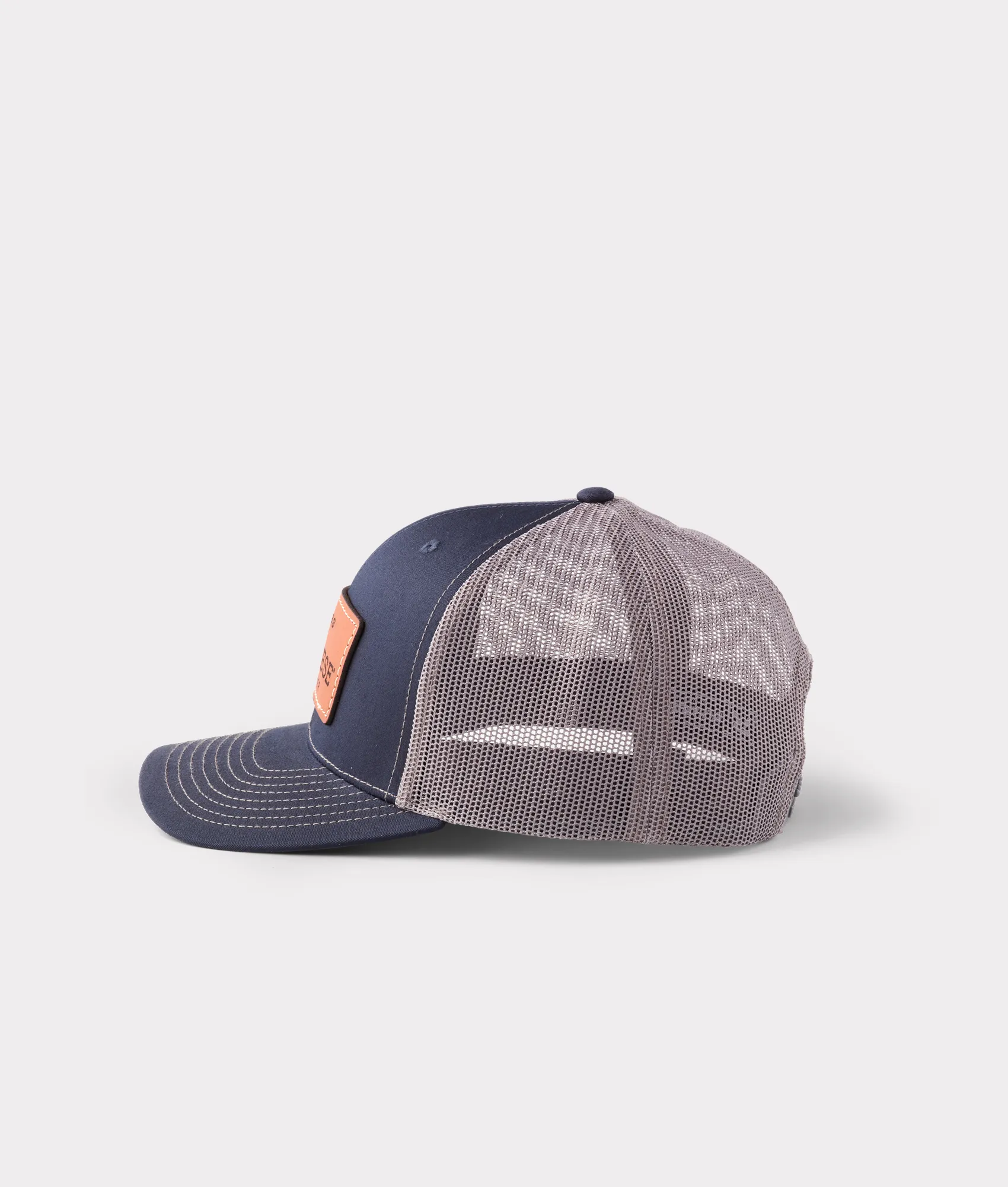 Leather Patch Cap :: Navy   Charcoal