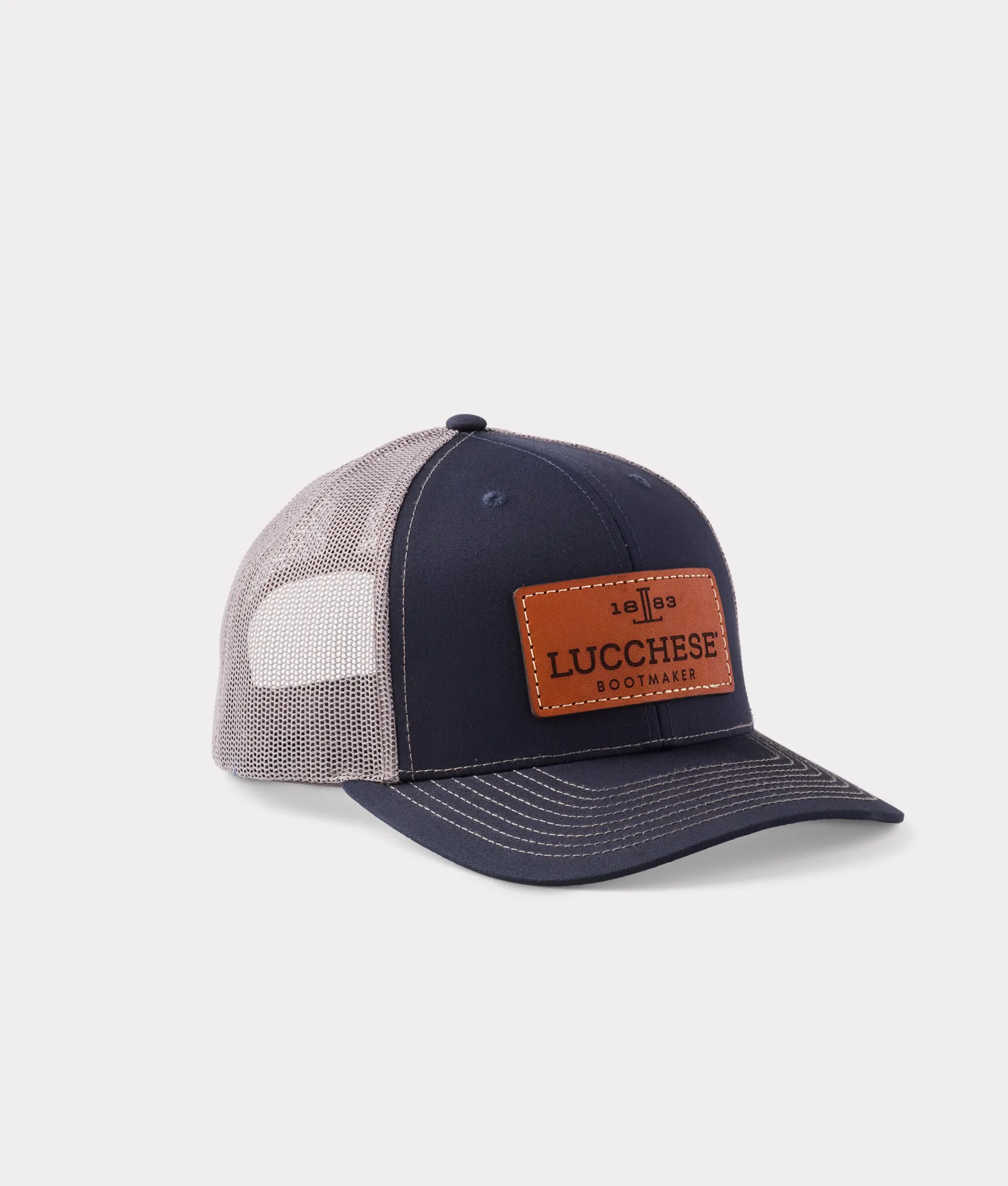 Leather Patch Cap :: Navy   Charcoal
