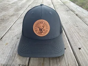 Leather Patched Meshback Hat - Charcoal