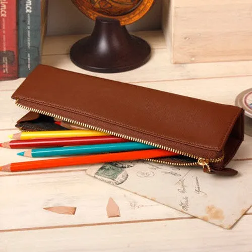 Leather Pencil Case - Brown