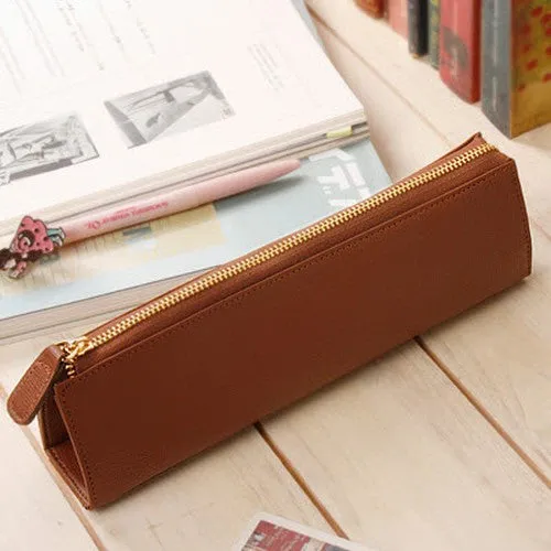 Leather Pencil Case - Brown