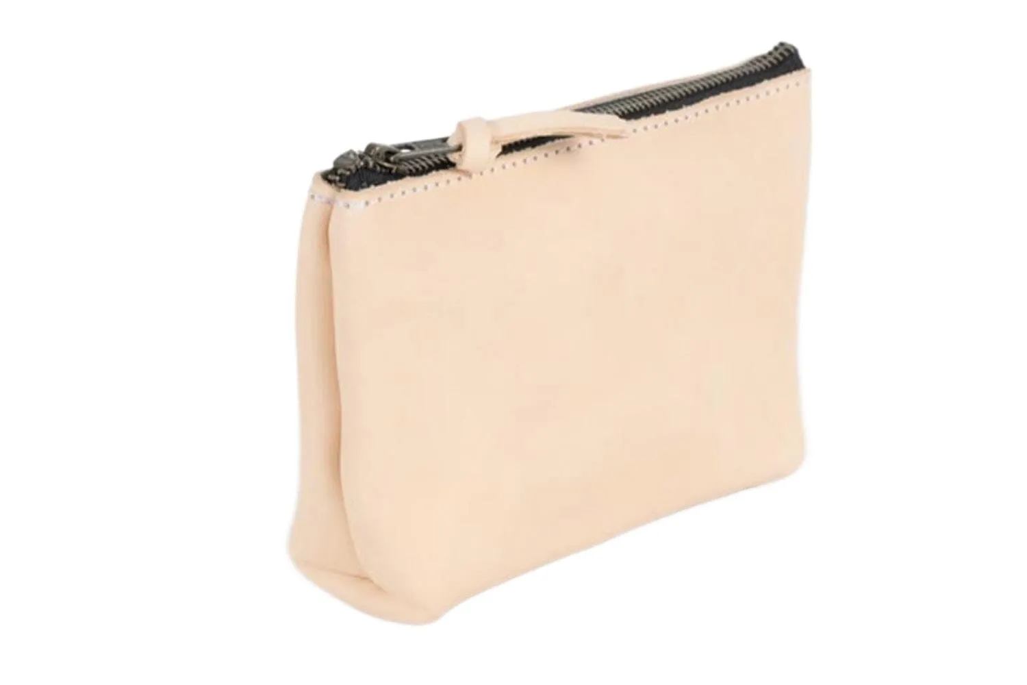 LEATHER ZIPPERED POUCH WITH GUSSET - LARGE