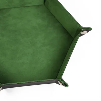 Leatherette & Velvet Dice Tray (Grass Green Hex)