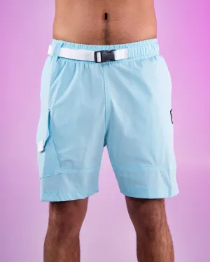 Light Blue Nylon 6 Inch Inseam Shorts
