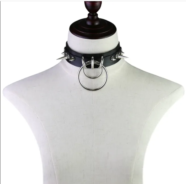 Light Pink Goth Spiked Choker with Ring