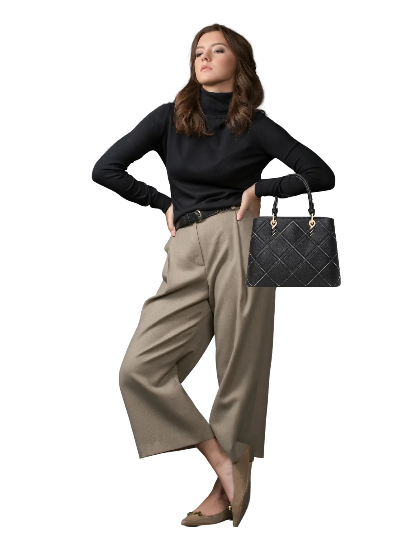 LIV ECO VEGAN TRIPLE COMPARTMENT BAG- XB-2355-BLK-NEW IN