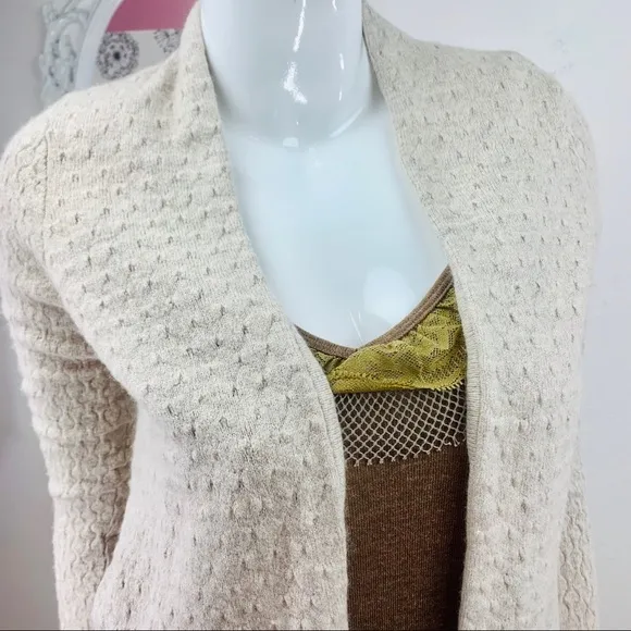 Loft Ann Taylor/Textured Cream Open Front Cardigan
