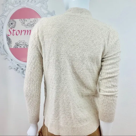 Loft Ann Taylor/Textured Cream Open Front Cardigan