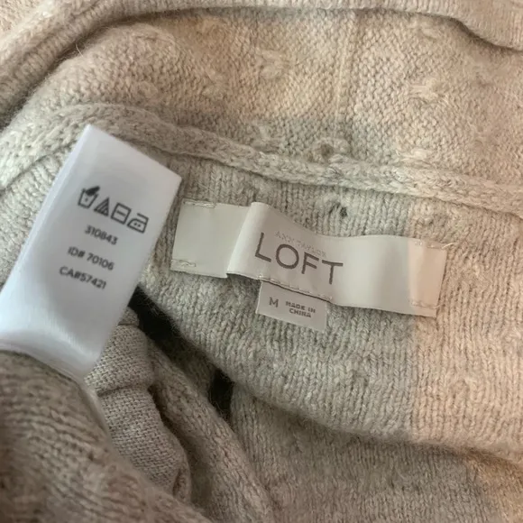 Loft Ann Taylor/Textured Cream Open Front Cardigan