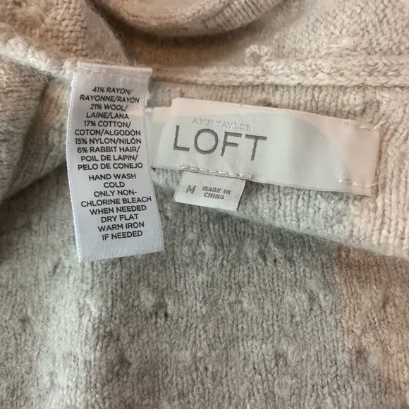 Loft Ann Taylor/Textured Cream Open Front Cardigan