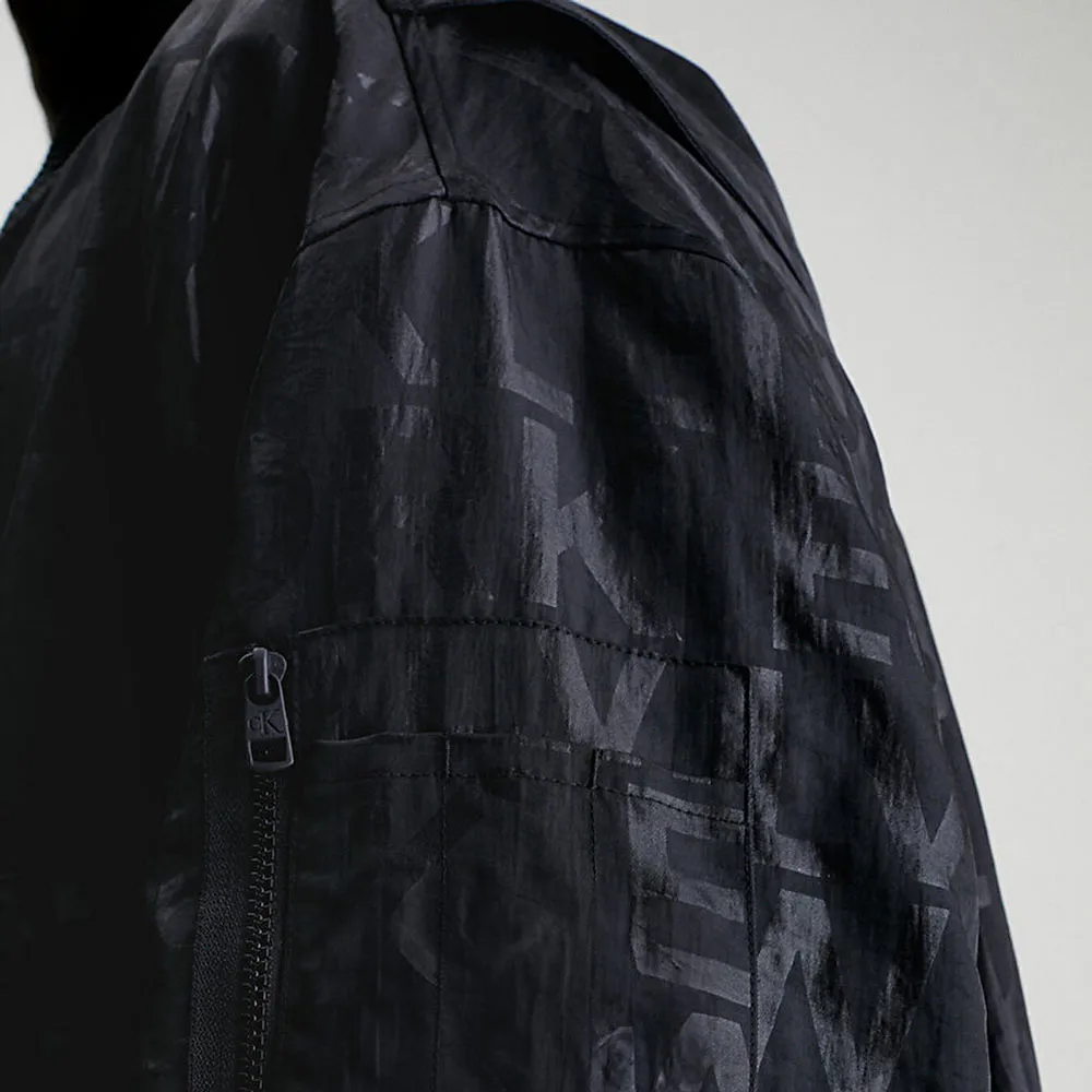 Logo Print Bomber Jacket - Black