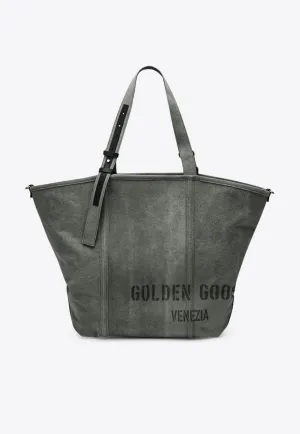 Logo Print Canvas Tote Bag