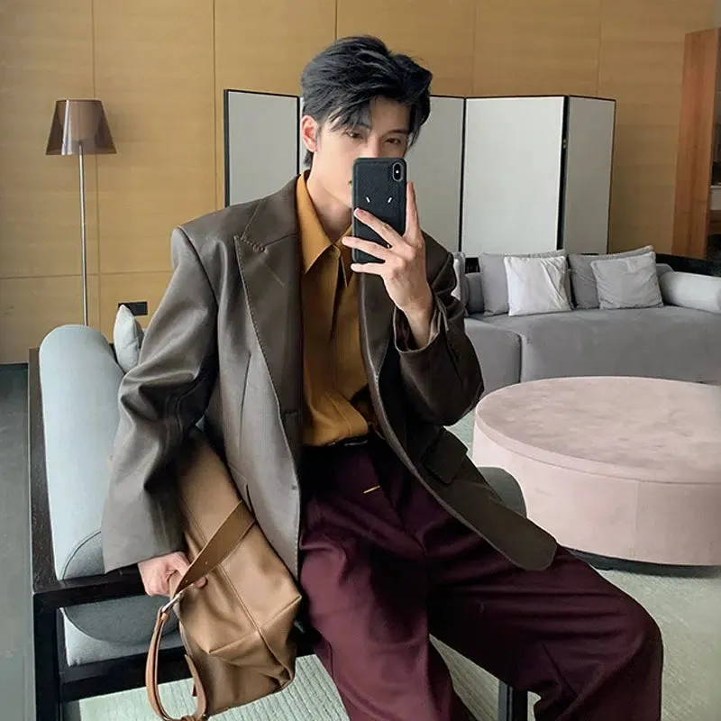 Loose-fit Faux Leather Blazer