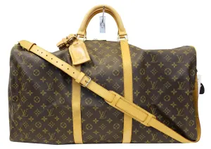 LOUIS VUITTON Monogram Canvas Keepall 60 Bandouliere Bag