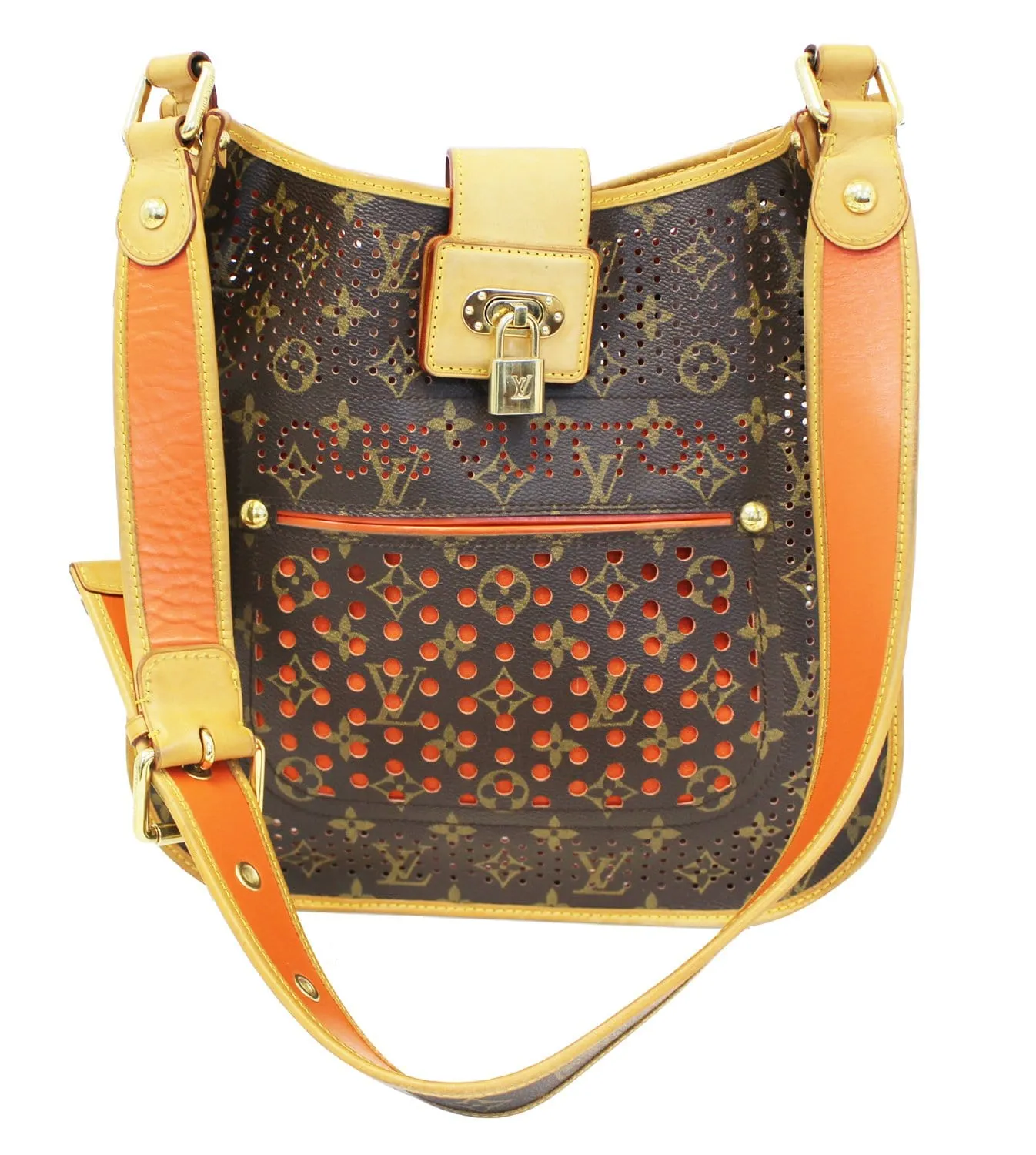 LOUIS VUITTON Orange Monogram Perforated Musette Bag