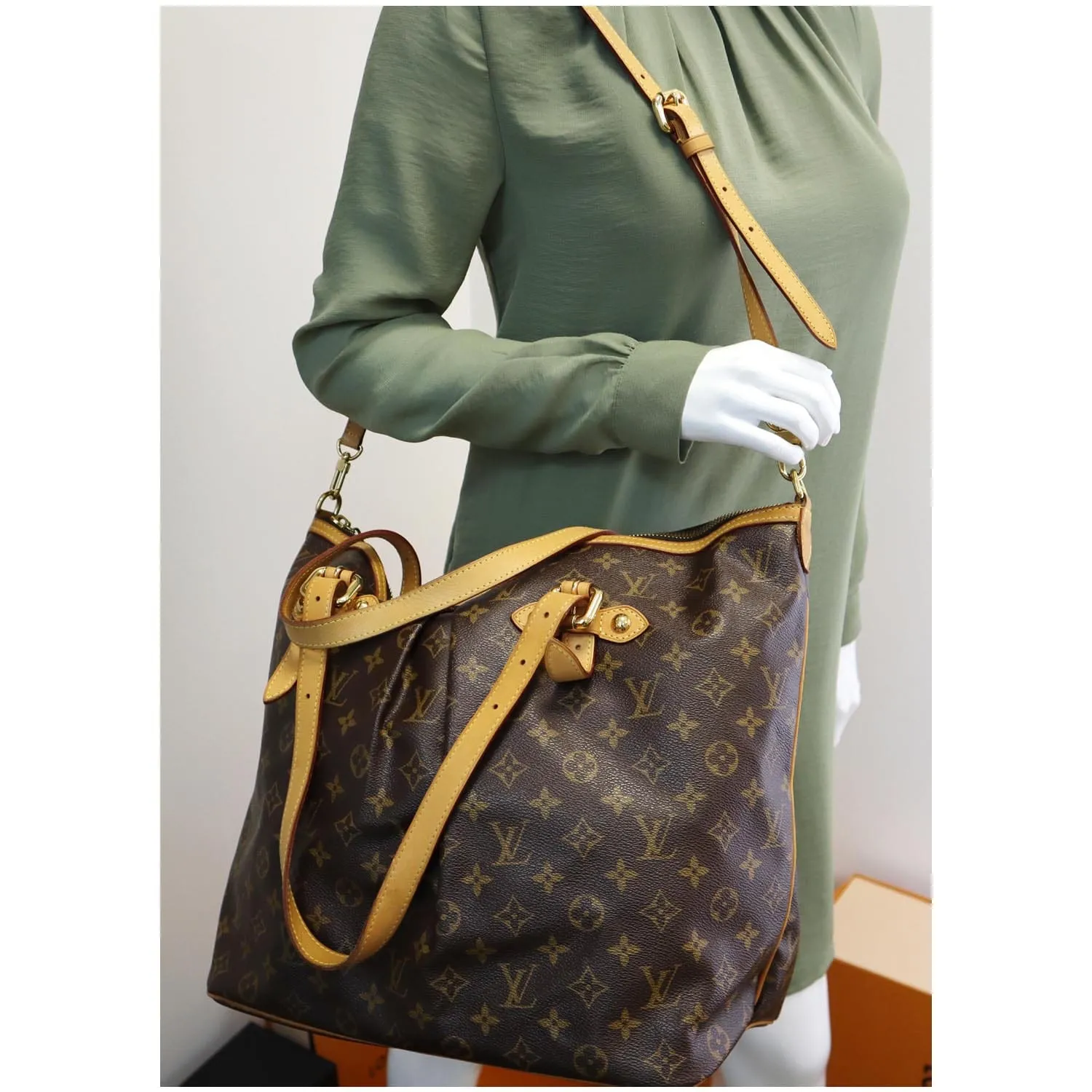 LOUIS VUITTON Palermo GM Monogram Canvas Tote Shoulder Bag Brown