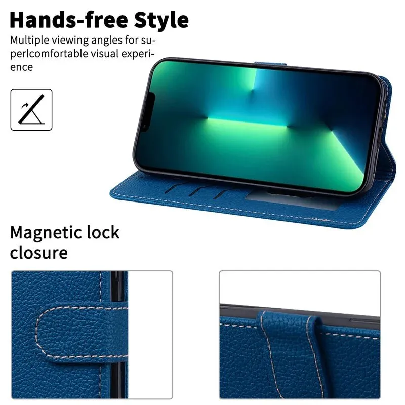 Lychee Leather Wallet iPhone Case