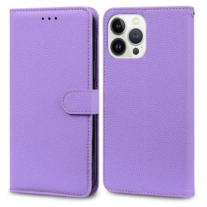 Lychee Leather Wallet iPhone Case