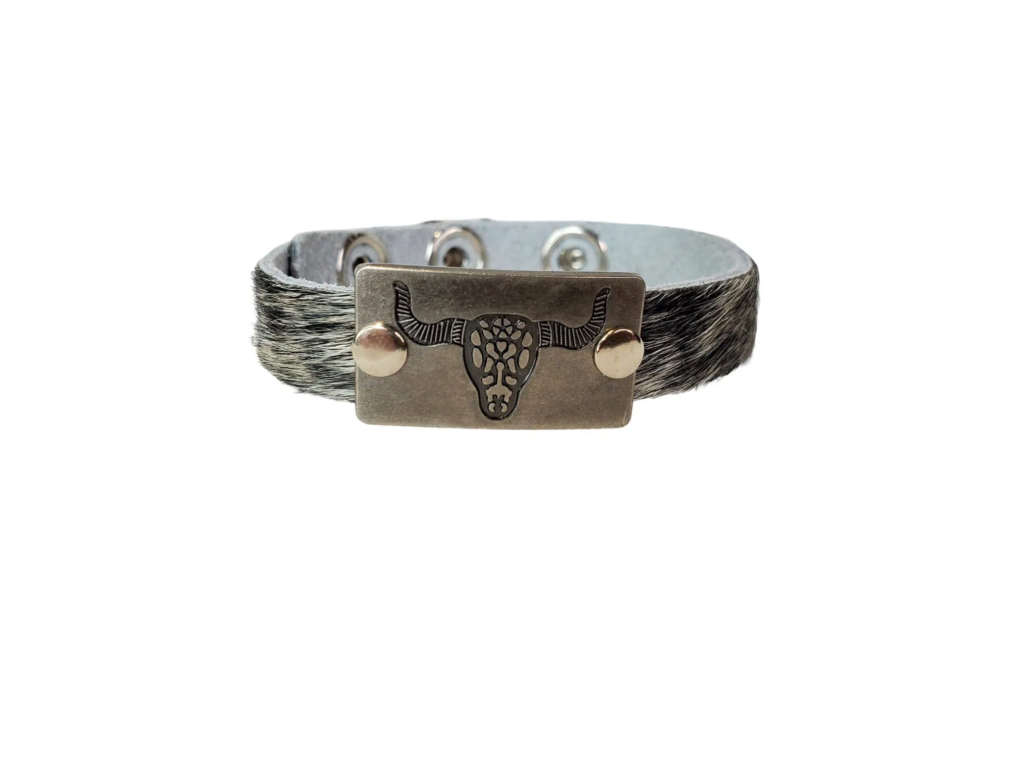 Mae Positive Inspiration Embellished Mini Cuff: Silver Fearle / Beige Croco Fur