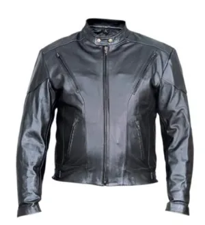 Mens Black Analine Leather Vented Motorcycle Jacket