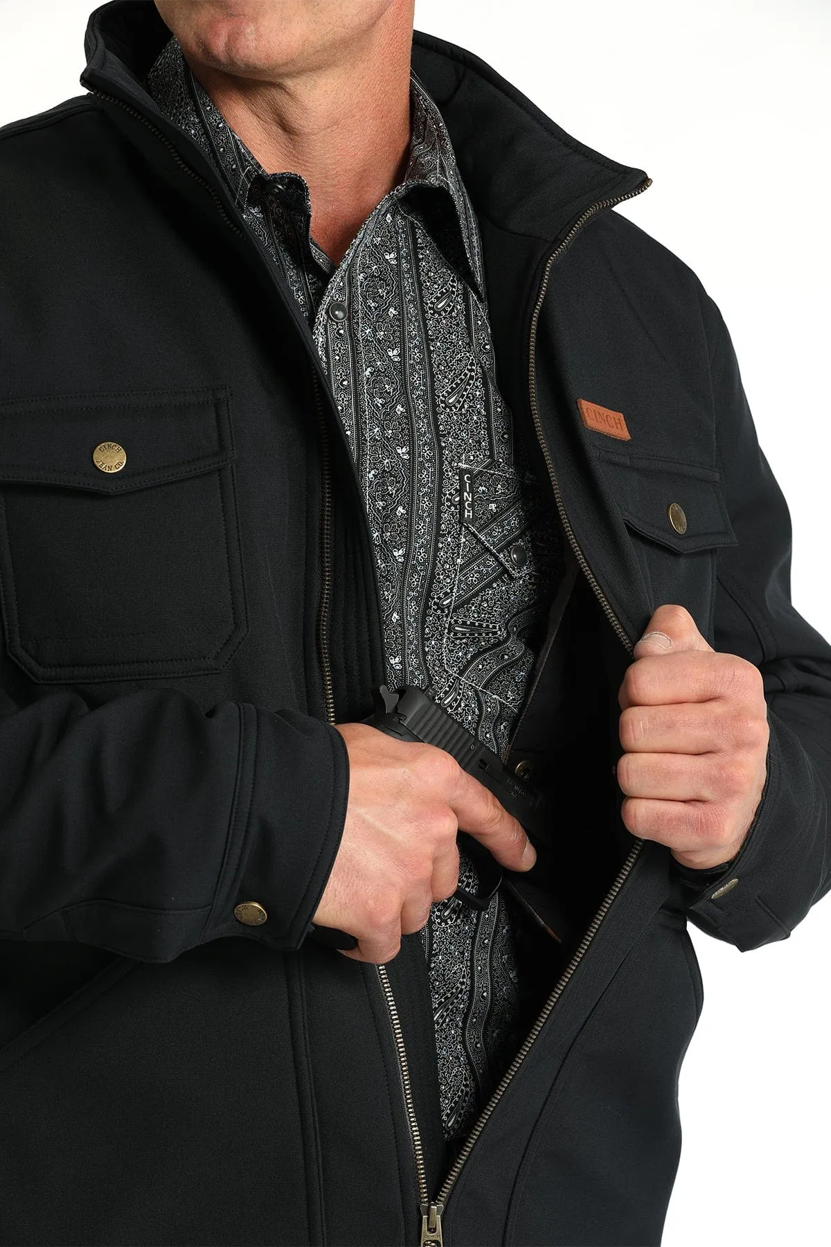 MENS BLACK TEXTURED CONCEALED CARRY JACKET